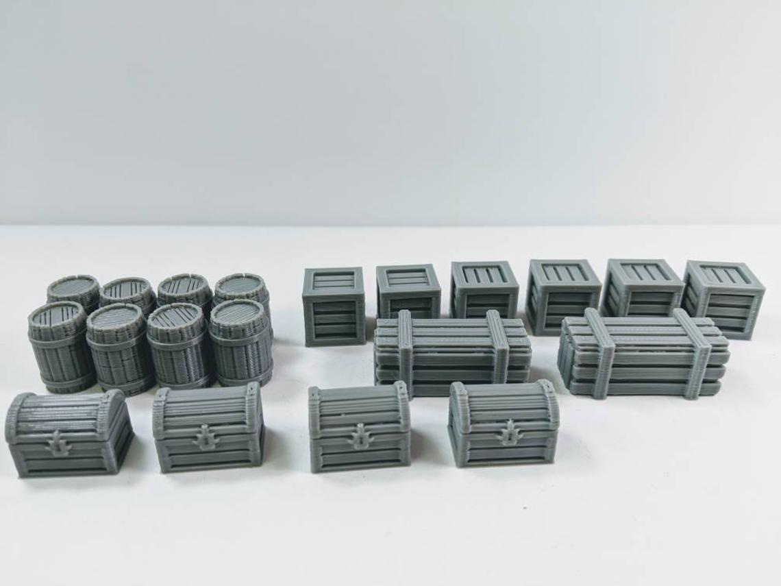 Barrels & Crates - Unpainted (20 Pieces)