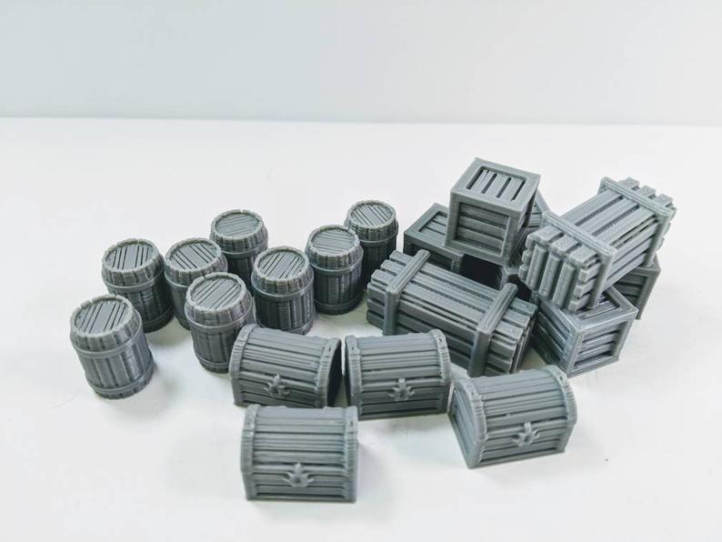 Barrels & Crates - Unpainted (20 Pieces)